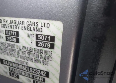 2012 Jaguar Xf Portfolio z USA, uszkodzony, nr VIN SAJWA0HB6CLS23242